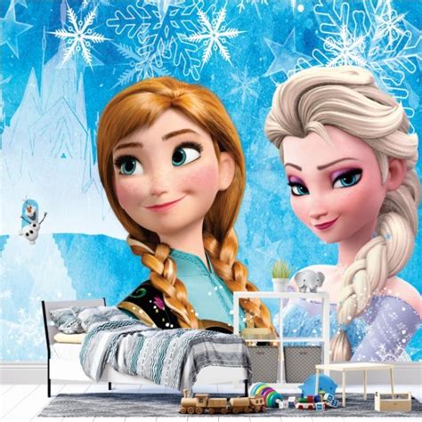 Papel De Parede Foto Mural Infantil Frozen Olaf Elsa E Anna