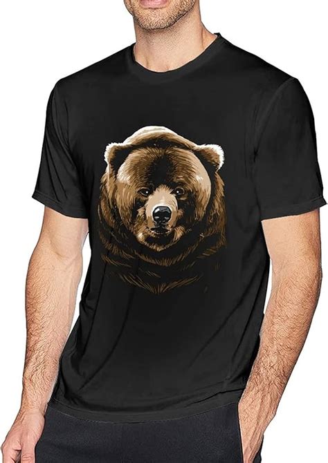 Grizzly Bear Mens Funny Graphic T Shirts Breathable Novelty Tees With