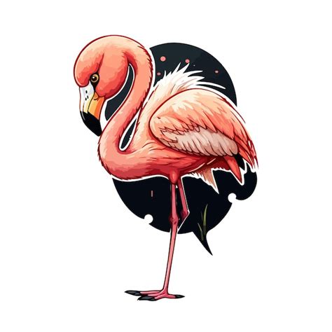 Style De Dessin Anim Mignon Flamant Rose Vecteur Premium