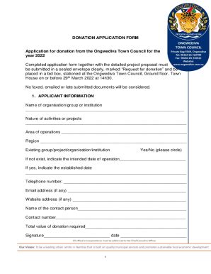 Fillable Online DONATION APPLICATION FORM Application For Donation From