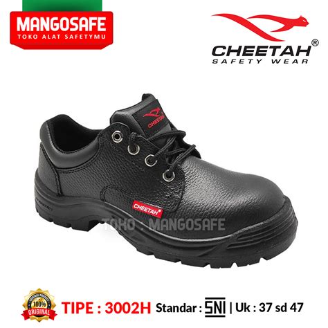 Jual Sepatu Safety Proyek Pendek Hitam Bertali Cheetah 3002h Safety Shoes Low Cut Lace Up 3002