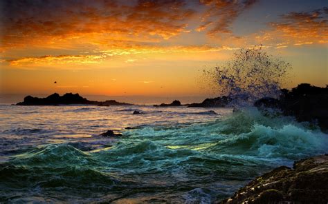 Landscape Sunset Sea Bay Water Rock Nature Shore Sky Clouds