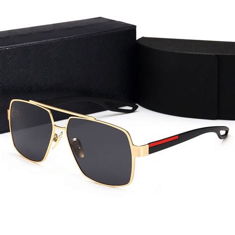 Retro Polarized Luxury Mens Designer Sunglasses Rimless Gold Plated