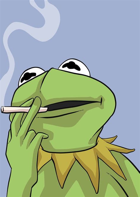 Smoking Kermit Poster Picture Metal Print Paint By Hafis