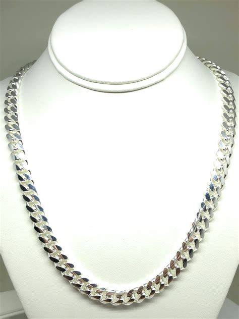 925 Silver Classic Big Miami Cuban Link Chain 2426 Inch 10mm Fran