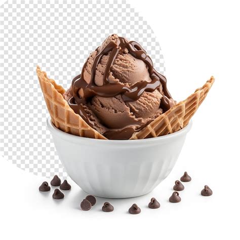 Premium Psd Chocolate Ice Cream Waffle Isolated On White Background