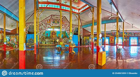 Panorama Of Wat Chong Kham Temple Viharn Interior On May 6 In Mae Hong