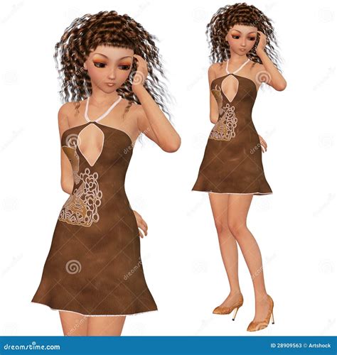 Dancing Brunette Girl Stock Illustration Illustration Of Hips