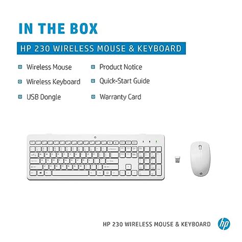 HP 230 Wireless White Keyboard Mouse Combo 1600 DPI (3L1F0AA) | Mashiva