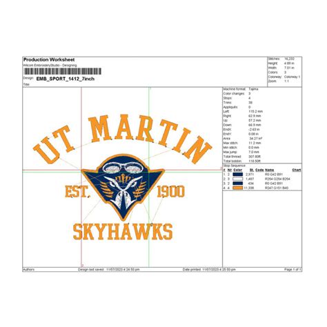 Ut Martin Skyhawks Embroidery Design Ncaa Logo Embroidery F Inspire