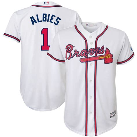 Youth Atlanta Braves Ozzie Albies Majestic White Home Official Team Cool Base Player Jersey