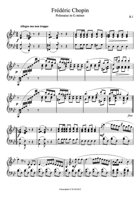 Polonaise in G minor B 1 Chopin Frédéric IMSLP Free Sheet Music