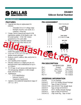 DS2401 Datasheet(PDF) - Dallas Semiconductor