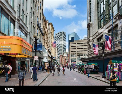 Boutiques Sur Washington Street Dans Le Centre Ville Boston