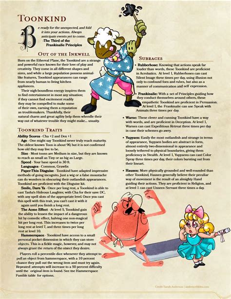 OC Homebrew Cartoon Race Toonkind V2 0 Dnd Races Dungeons And