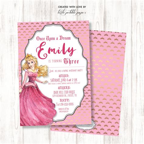 Princess Aurora Invitation Disney Princess Invitation Etsy