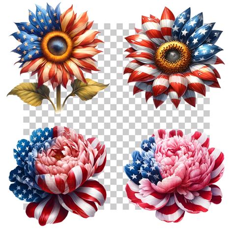 Watercolor Patriotic Flower Clipart High Quality Pngs Watercolor