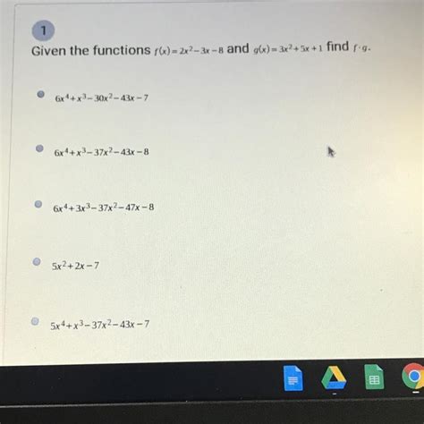 Given The Functions F X 2x 2 3x 8 And G X 3x2 5x 1