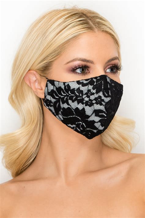 Lace Face Mask Black Two Tone Wedding Bridesmaid Fancy Etsy