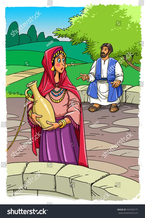 Jesus Talking Samaritan Woman Well 库存插图 567439177 Shutterstock