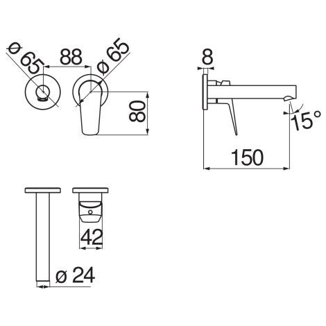 Nobili Sky series mitigeur de lavabo encastré SY97199CR Chromé Laiton