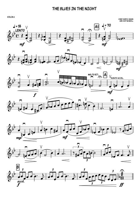 The Blues In The Night Sheet Music For Violin Solo