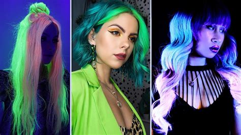 10 Top Amazing Easy Neon Rainbow Hair Color Transformation Tutorial