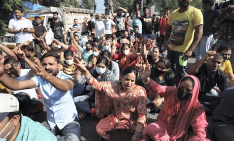 Angry Kashmiri Pandit Employees Block Jammu Road Kashmir Observer