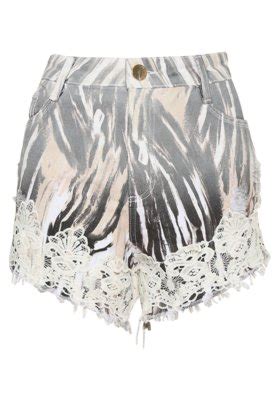 Short Sarja Lança Perfume Hot Pant Renda Bege Compre Agora Dafiti Brasil