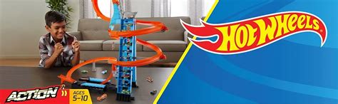 Amazon Hot Wheels Toy Car Track Set Sky Crash Tower More Than 2 5 Ft Tall Includes 1 64