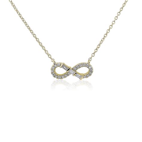 Emerald Cut Diamond Infinity Necklace In 14k Yellow Gold 18 Ct Tw