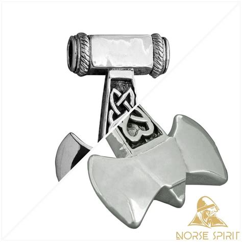 Sterling Silver Mjolnir Knotwork Pendant Love Valknut Muninn