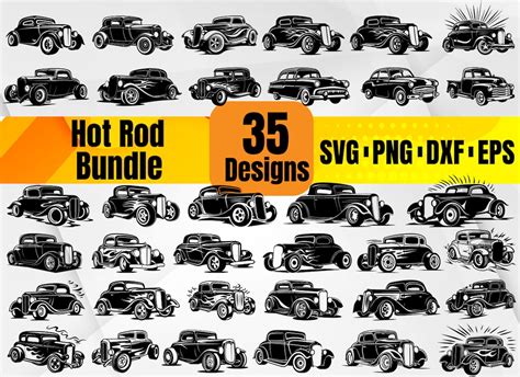 High Quality Hot Rod Car Svg Bundle Hot Rod Car Dxf Hot Rod Car Png