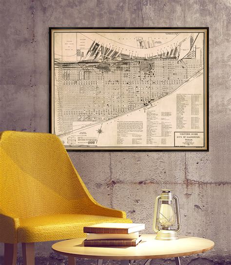 Galveston Map Historical Map of Galveston With a Wonderful - Etsy