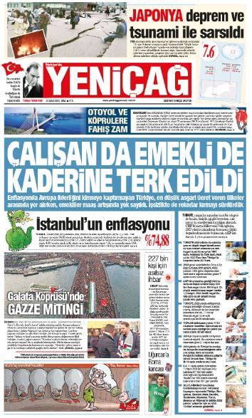 Yeniçağ Gazetesi nin 1 sayfası