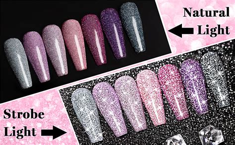 RARJSM Diamond Pink Glitter Nail Gel Polish Glitter Gel Nail Polish Bright Hot Pink Sparkle Nail