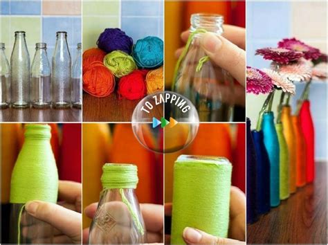 Floreros Reciclados Con Botellas Y Lana De Colores