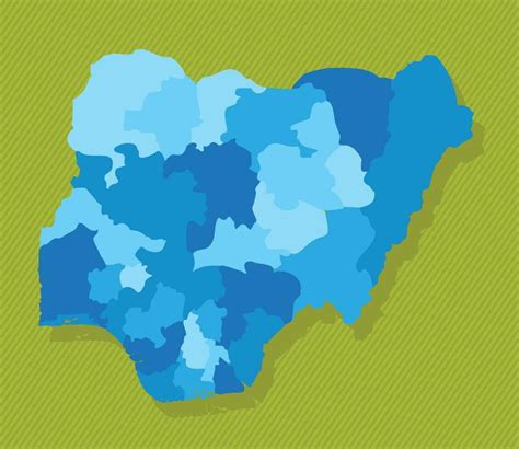 Nigeria Map With Regions Blue Political Map Green Background Vector