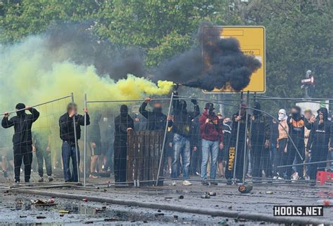 Dynamo Dresden fans clash with police near Rudolf Harbig stadium ...