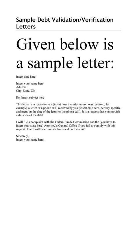 50 Free Debt Validation Letter Templates Samples ᐅ TemplateLab