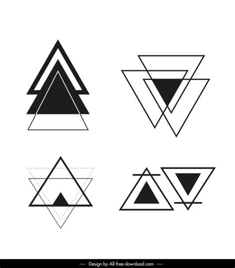 Triangle tattoo template flat black white sketch Vectors graphic art ...