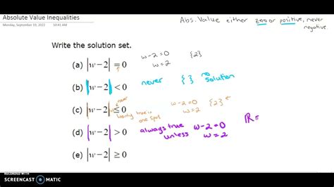 Absolute Value Inequalities Special Cases Youtube