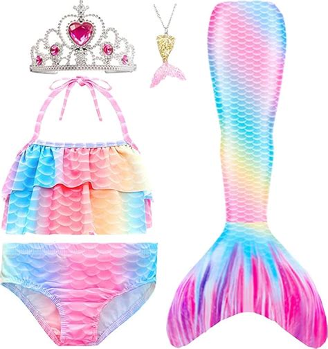 Amazon Pcs Girls Swimsuit Mermaid Tails For Swimming Princess Bikini Bathing Suit Set Can