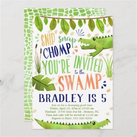 Alligator Or Crocodile Birthday Party Invitation Artofit