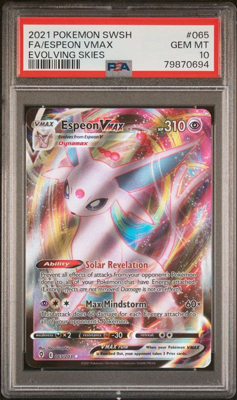 2021 Pokemon Sword And Shield Evolving Skies 065 Faespeon Vmax Psa 10