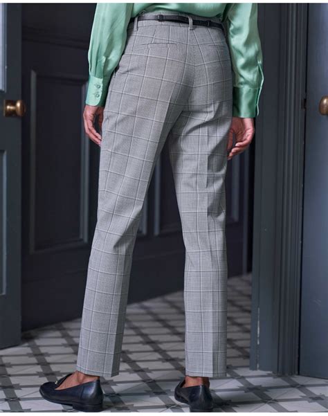 Black Windowpane Check Slim Leg Wool Blend Trouser Pure Collection