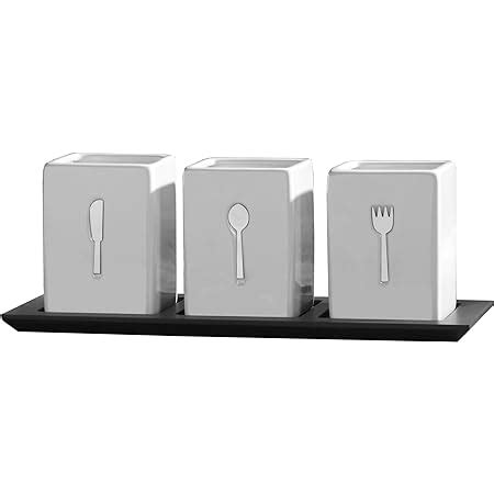 Amazon Towle Living 3 Piece Ceramic Caddy With Wood Tray White