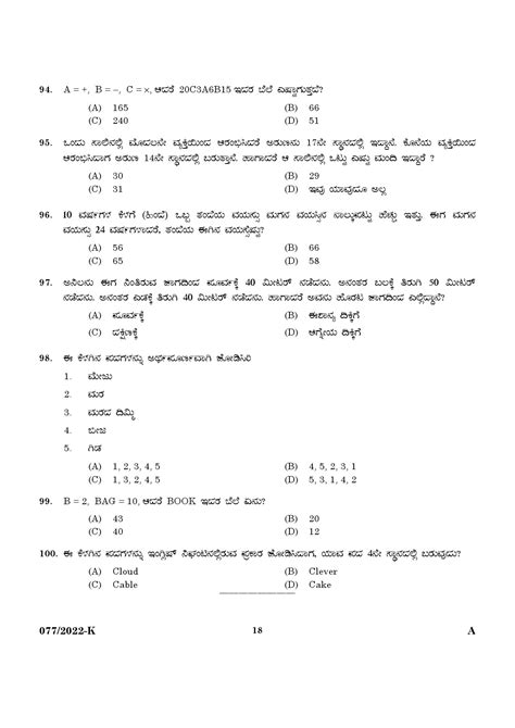 Kpsc Common Preliminary Exam Upto Sslc Level Stage Vi Kannada