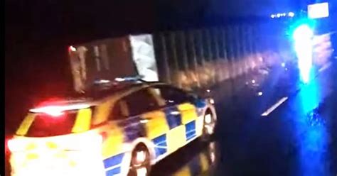 M5 Lorry Crash All Emergency Services At Scene After Lorry Overturns