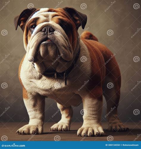 British Bulldog in Studio Shot Standing Strong Stock Illustration